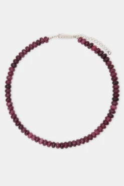 Amethyst Bead Necklace - White - 6mm