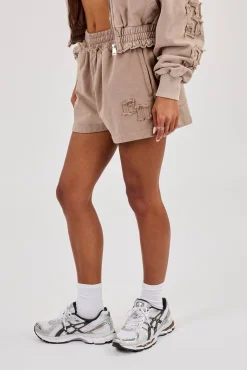 Applique Jersey Short - Washed Taupe