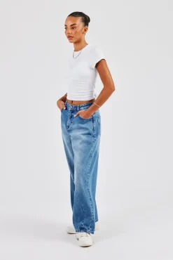 Baggy Balloon Fit Jeans - Mid Blue