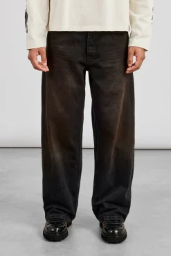 Baggy Fit Dirty Wash Jeans - Black