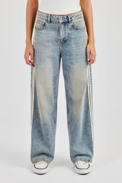 Baggy Fit Tape Detail Jean - Antique Wash