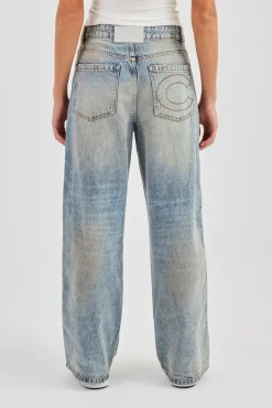 Baggy Fit Tape Detail Jean - Antique Wash
