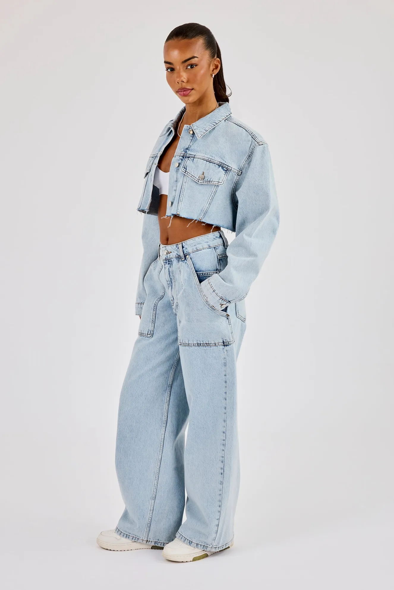Baggy Pocket Detail Jean - Light Blue