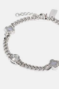 Blue Agate CZ Outline Miami Bracelet - 6mm - White