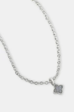 Blue Agate Motif Pendant Necklace - 8mm