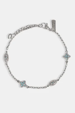 Blue CZ Baguette Motif Rolo Bracelet - 8mm