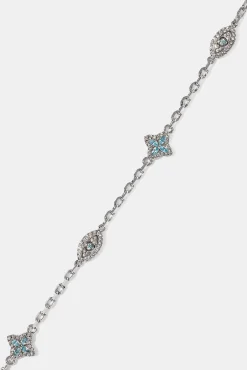 Blue CZ Baguette Motif Rolo Bracelet - 8mm