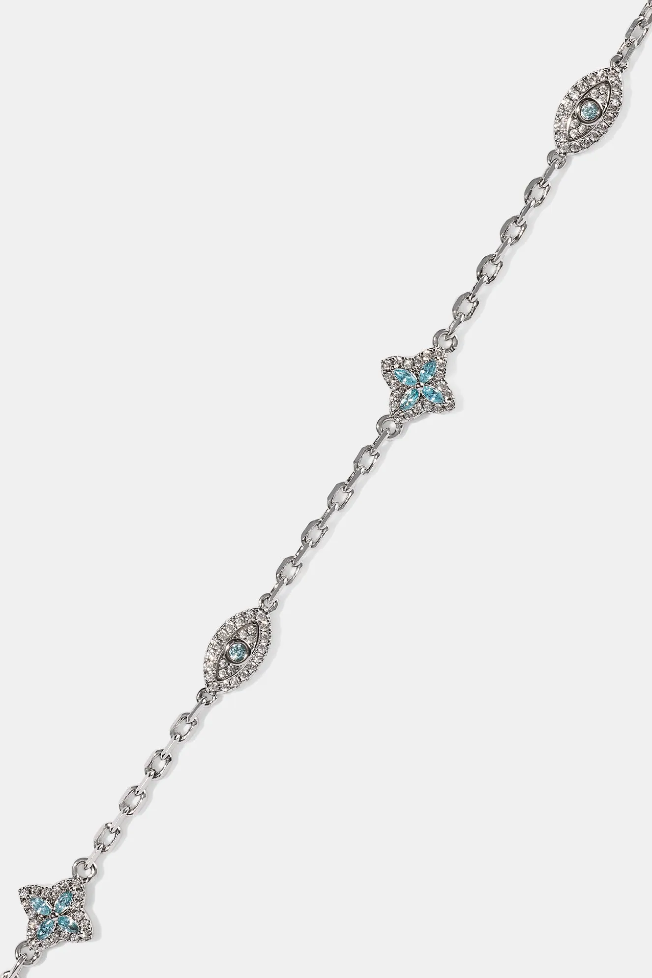 Blue CZ Baguette Motif Rolo Bracelet - 8mm