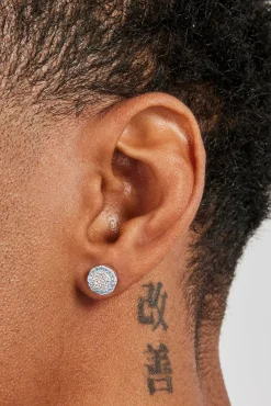 Blue Edge Iced CZ Shape Stud Earrings - 8mm