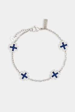 Blue Enamel Cross Motif Bracelet - 12mm