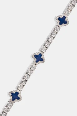 Blue Motif Tennis Bracelet - White 5mm