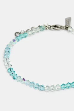 Blue Multi Glass Bead Bracelet - 4mm - White