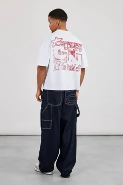 Boxy CN Est 2017 Stitch Detail Printed T-Shirt - White