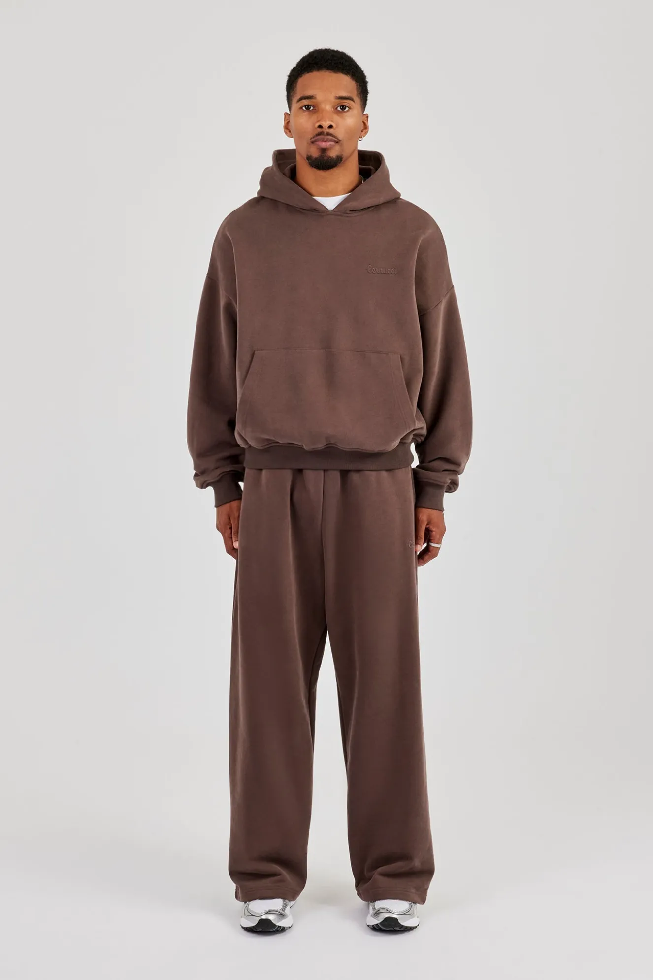 Boxy Hoodie & Baggy Fit Jogger - Coffee