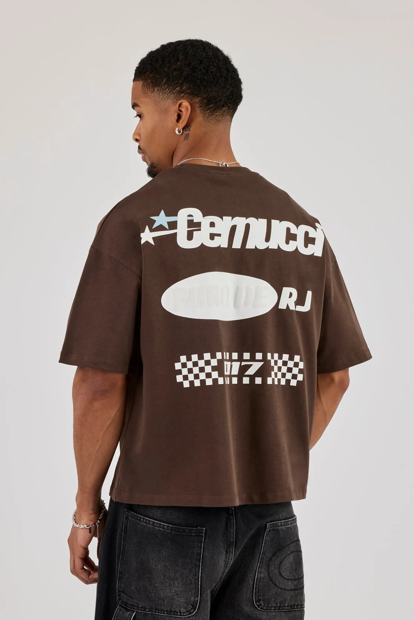 Boxy Motorsports Front & Back Print T-Shirt - Brown