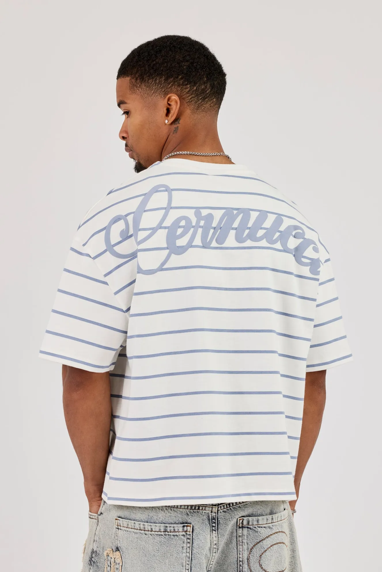 Boxy Stripe Logo T-Shirt - Off White