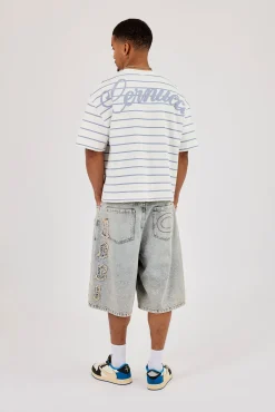 Boxy Stripe Logo T-Shirt - Off White