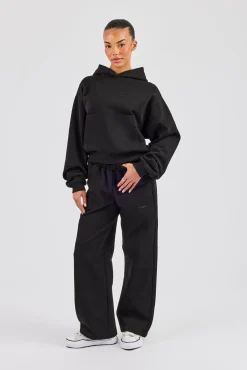 Cernucci Bubble Boxy Hoodie & Wide Leg Jogger - Black