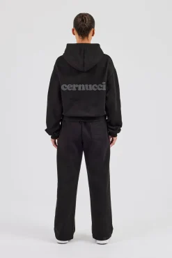 Cernucci Bubble Boxy Hoodie & Wide Leg Jogger - Black