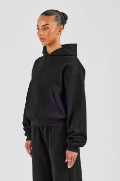 Cernucci Bubble Boxy Hoodie & Wide Leg Jogger - Black