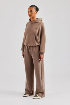 Cernucci Bubble Boxy Hoodie & Wide Leg Jogger - Taupe