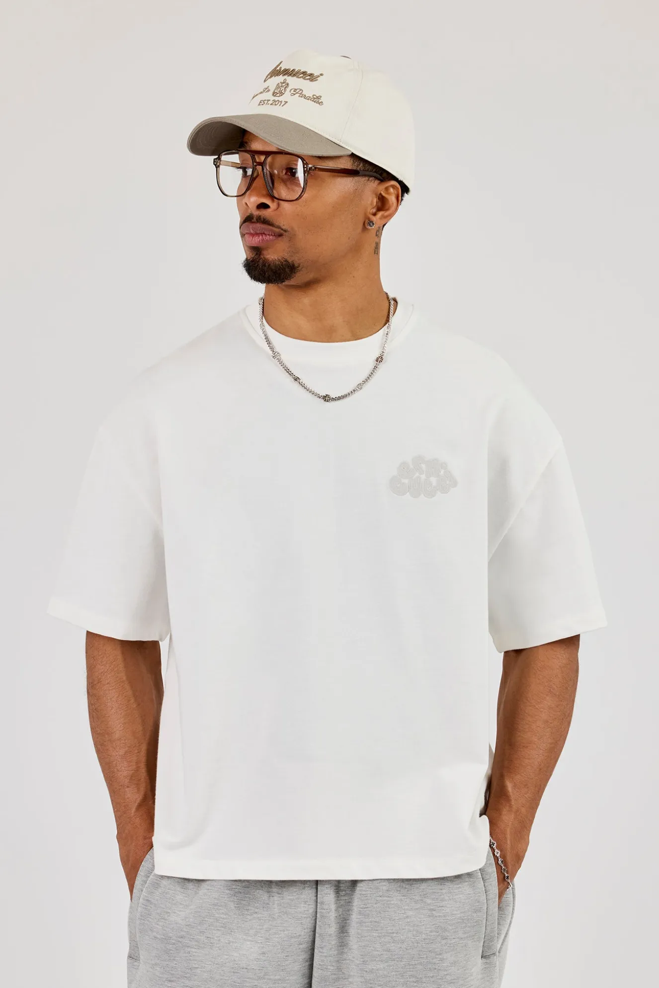 Cernucci Chain Stitch Boxy T-Shirt - Off White