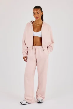 Cernucci Cropped Zip Through Hoodie & Wide Leg Jogger- Dusty Pink