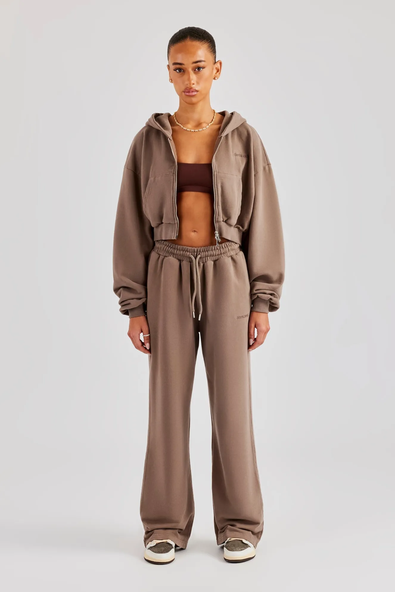 Cernucci Cropped Zip Through Tracksuit - Taupe