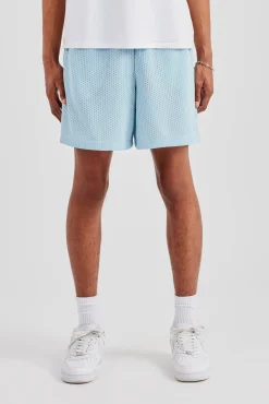 Cernucci Embroidered Mesh Short - Light Blue