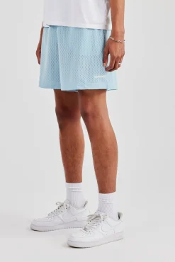 Cernucci Embroidered Mesh Short - Light Blue
