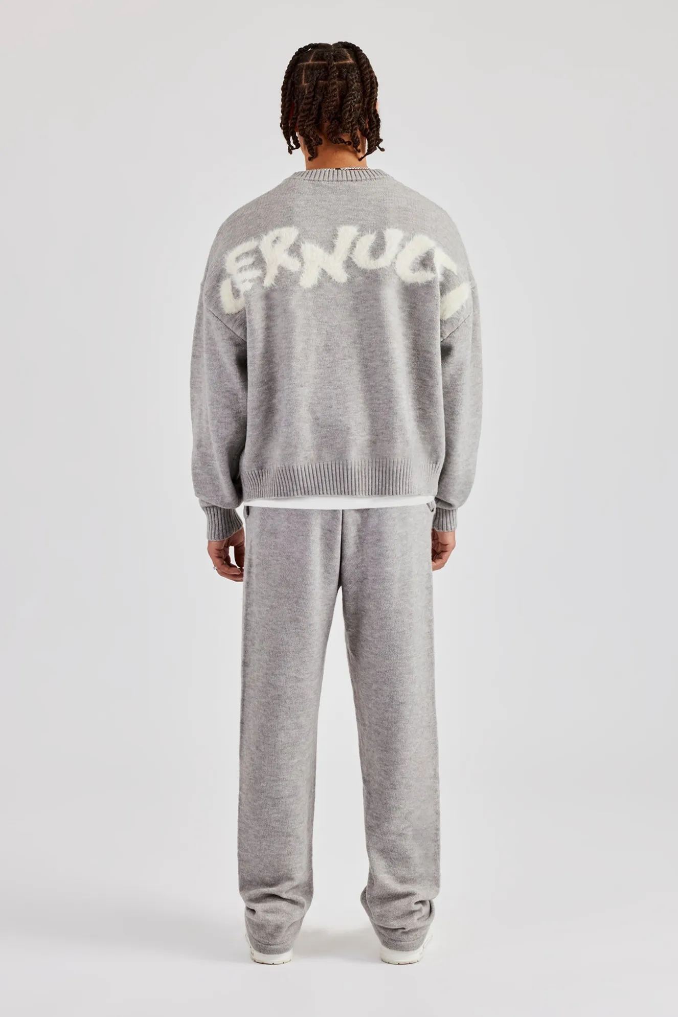 Cernucci Fluffy Intarsia Sweater & Jogger - Grey