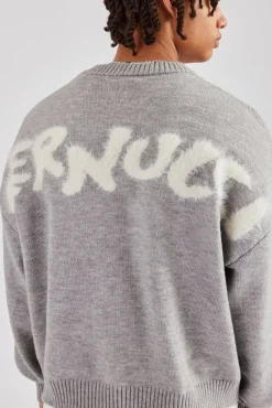 Cernucci Fluffy Intarsia Sweater - Grey