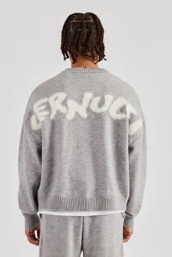 Cernucci Fluffy Intarsia Sweater - Grey