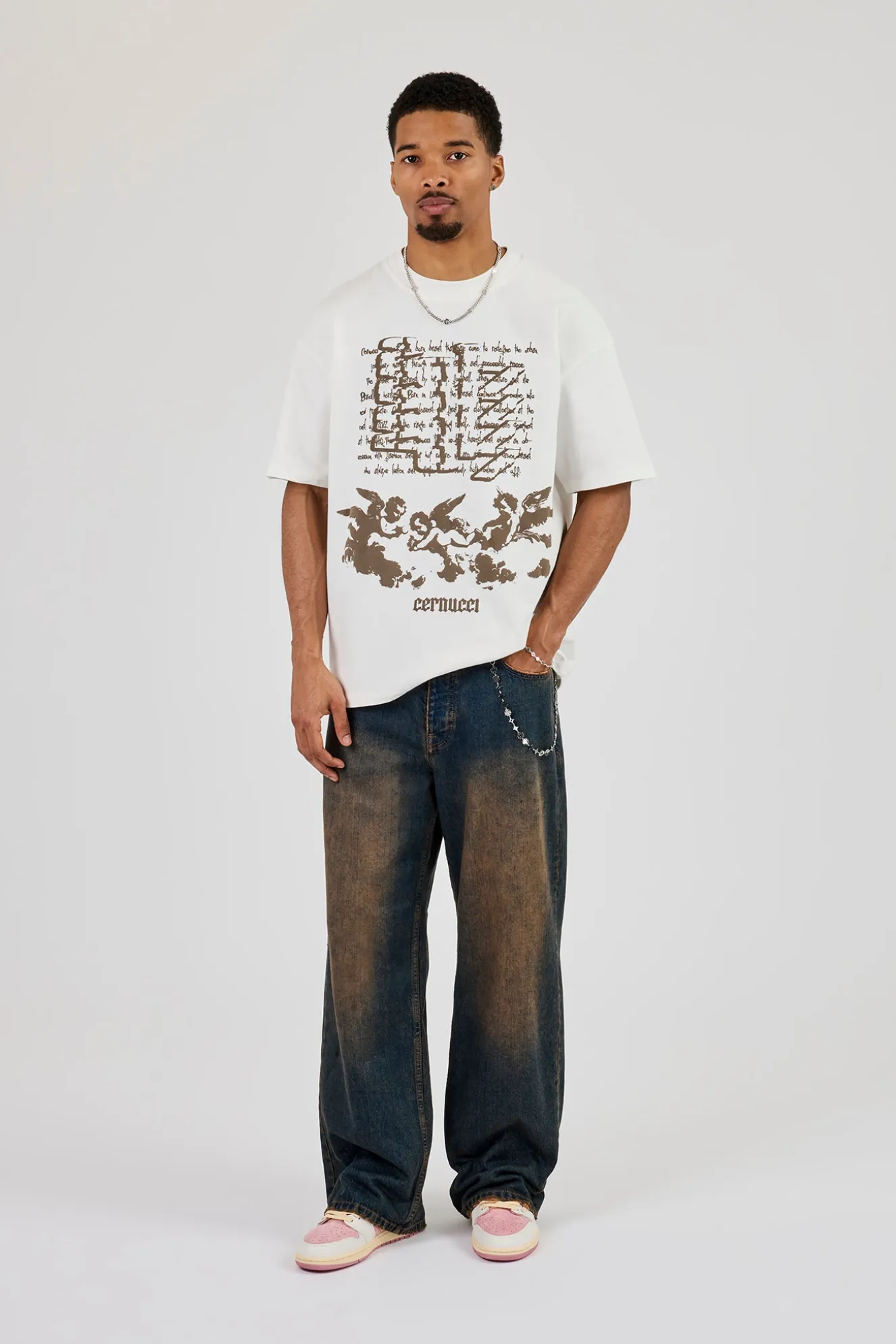 Cernucci Matte PU Oversized T-Shirt - Off White