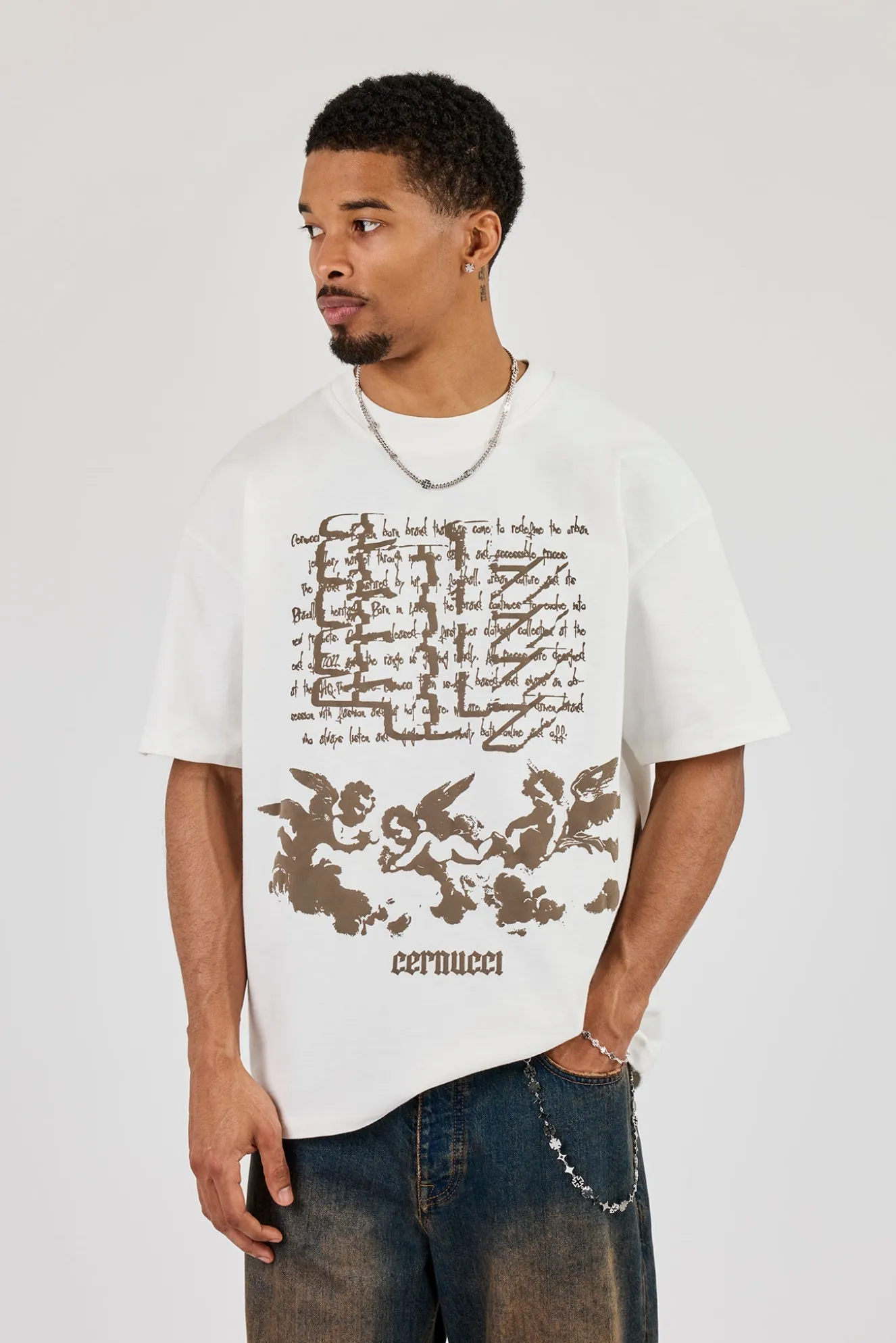 Cernucci Matte PU Oversized T-Shirt - Off White