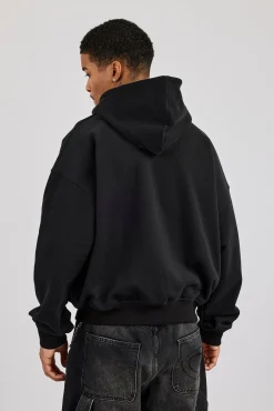 Cernucci Studios Text Print Zip Hoodie - Black