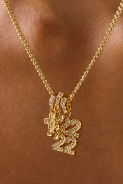 Cherub Triple Motif Necklace - 12mm - Gold