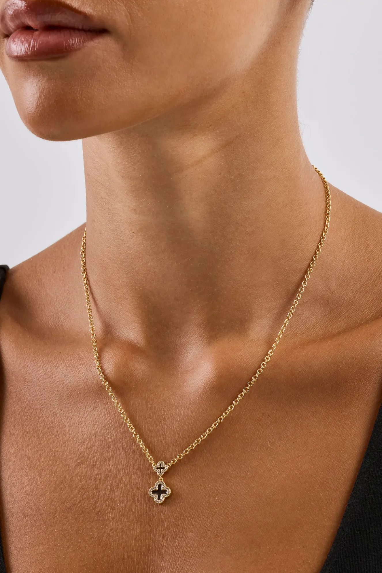 Chocolate Double Motif Necklace - 10mm