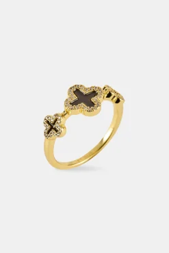 Chocolate Triple Motif Ring - 10mm