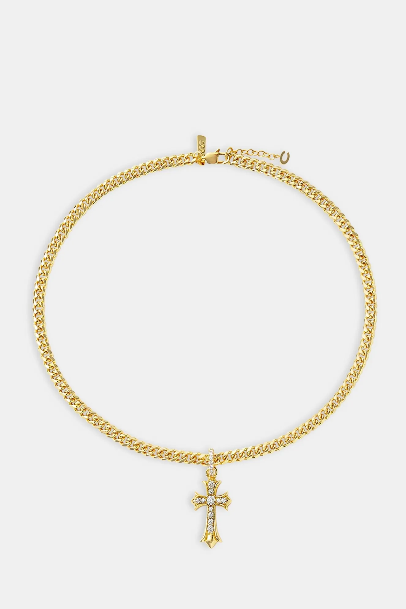 Chunky Cross Polished Cuban Necklace - 5mm - Gold