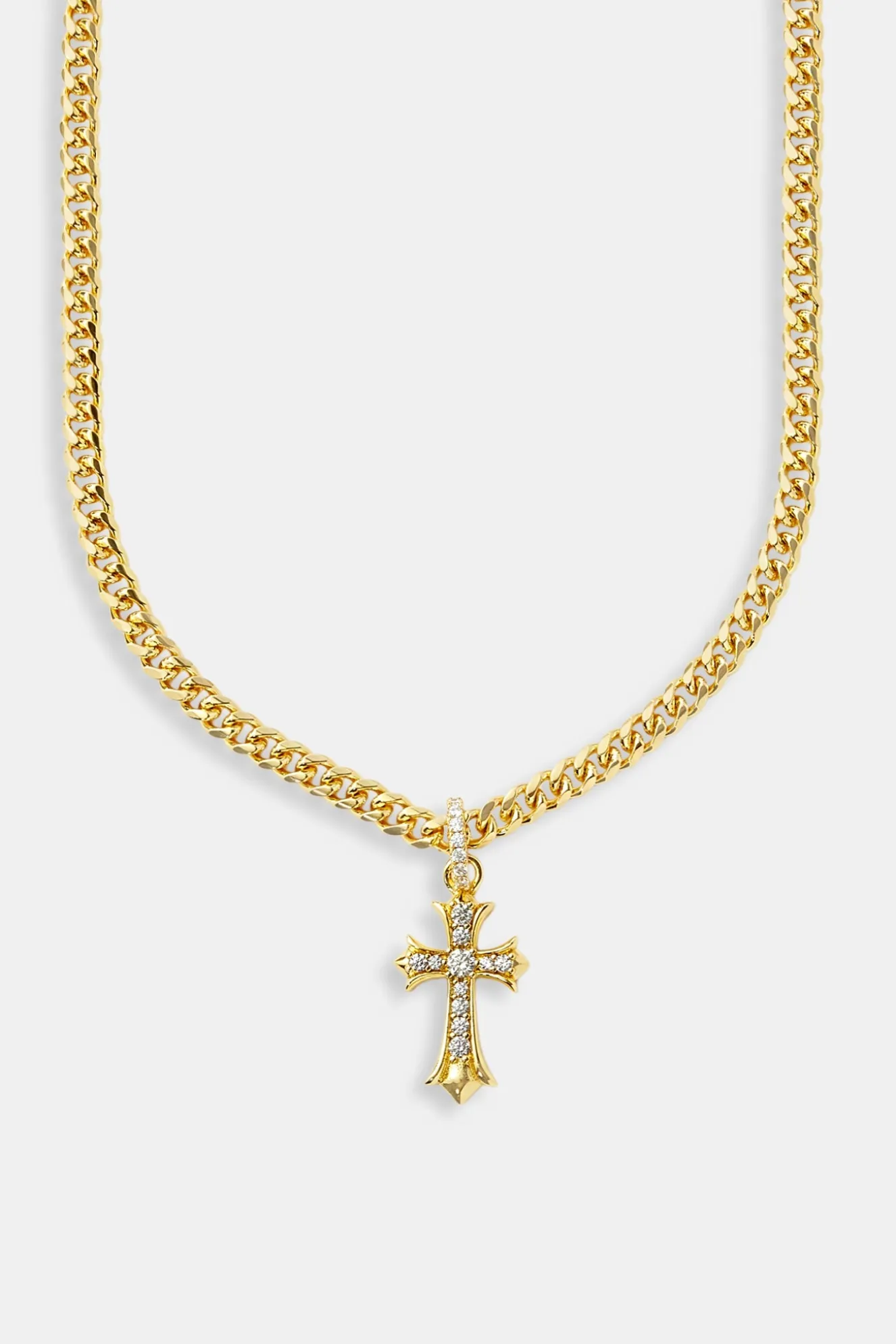 Chunky Cross Polished Cuban Necklace - 5mm - Gold