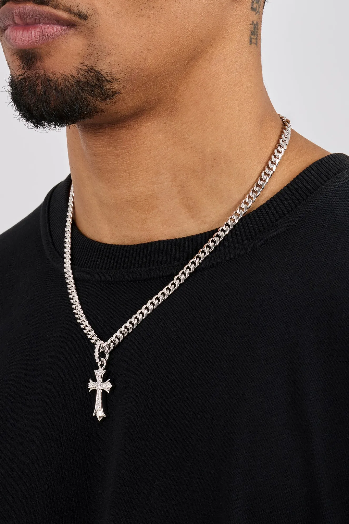 Chunky Cross Polished Cuban Necklace - 5mm