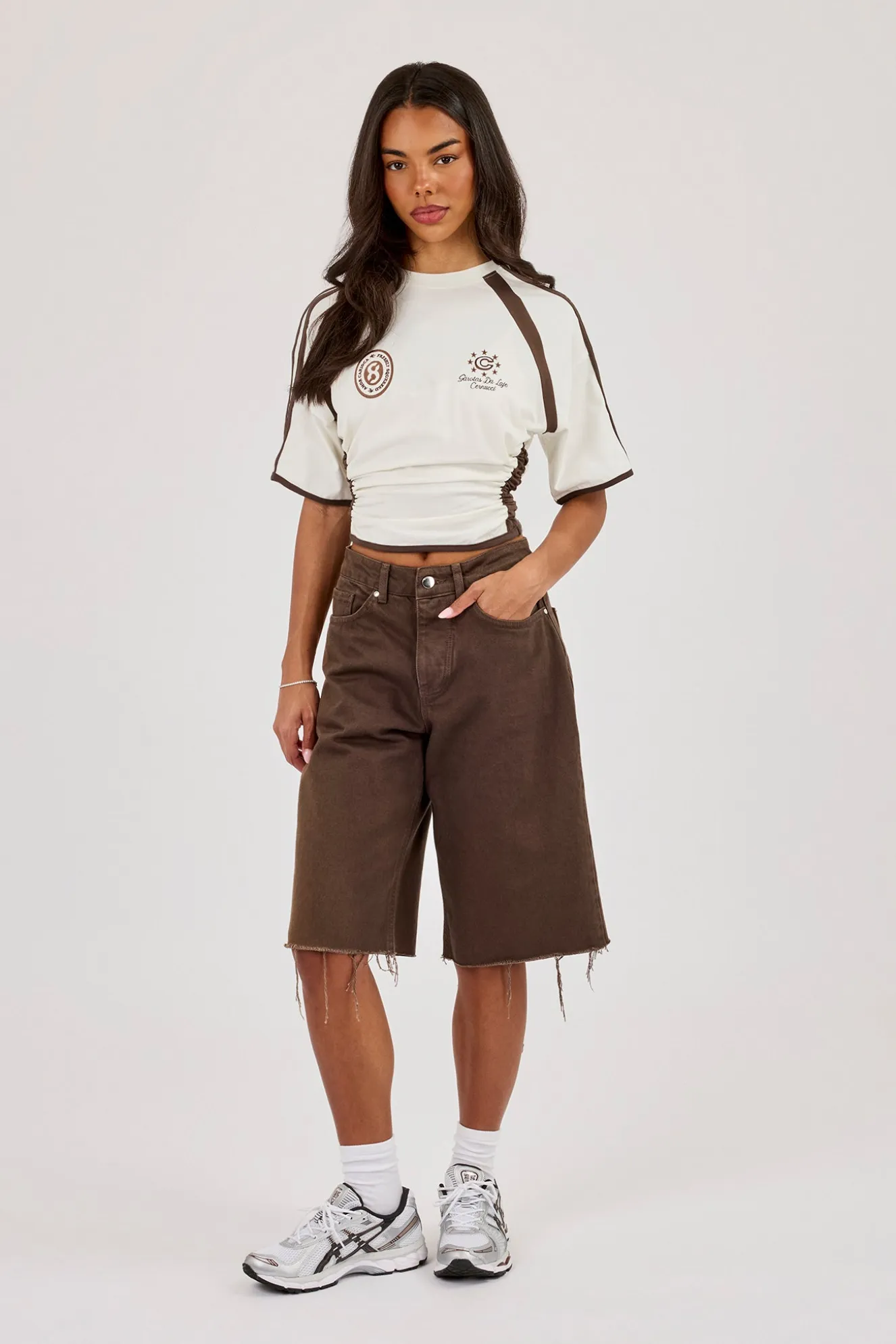 Cinched Ruched Waist Top - Off White