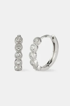 Circle Cluster Hoop Earring - 12mm - White