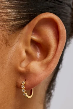 Circle Cluster Hoop Earring - 12mm - Gold