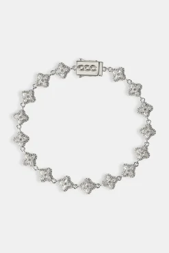 Clear Baguette Motif Bracelet - 8mm - White