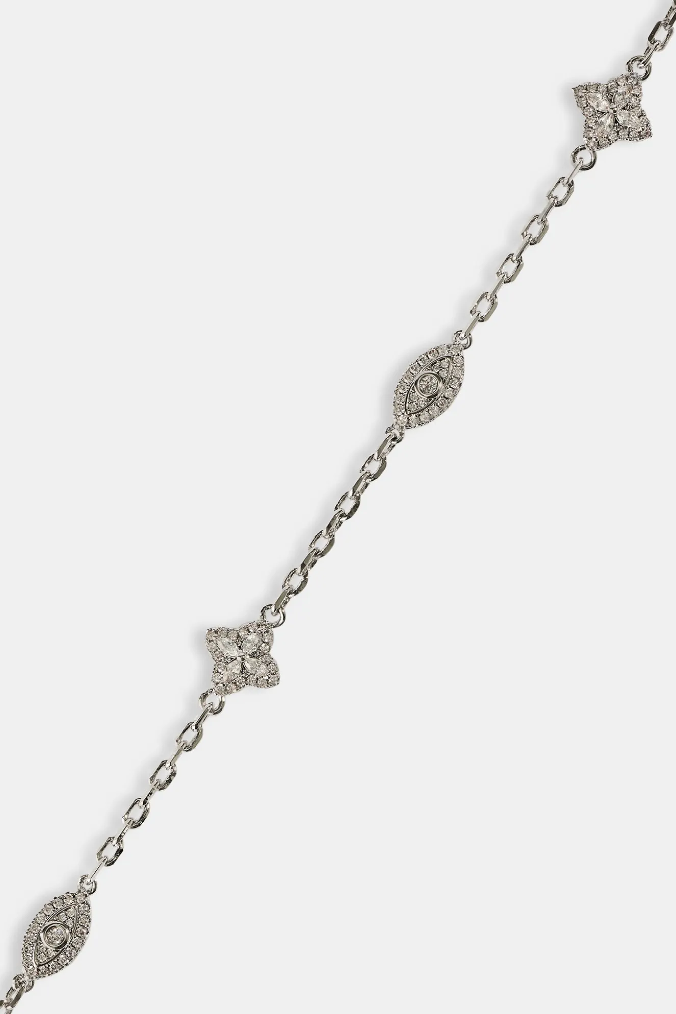 Clear CZ Baguette Motif Rolo Bracelet - 8mm