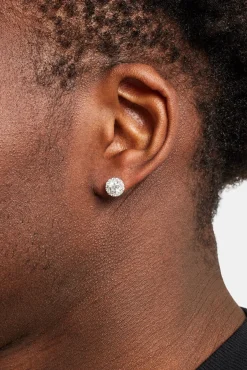 Clear CZ Cluster Round Stud Earrings - 8mm