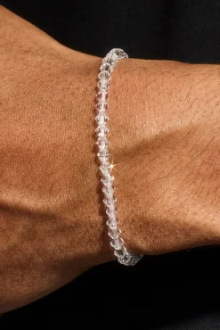 Clear Glass Bead Bracelet - 4mm - White