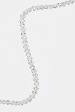 Clear Glass Bead Necklace - 4mm - White